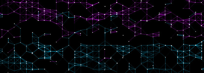 Wall Mural - Abstract digital background of points and lines. Plexus. Big data. Network or connection. Abstract technology science background. 3d vector illustration.