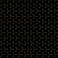 Aufkleber - Background pattern seamless geometric abstract gold line arrow luxury color vector. Black background design. Creative Christmas pattern print.