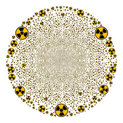 Wall Mural - Radioactive festive spheric cluster. Object pattern is organized from random radioactive pictographs as explosion spheric cluster. Abstract round cluster mosaic designed from radioactive icons.