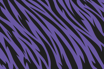 Pattern tiger or zebra stripes. Animal skin. Black and violet texture. Striped abstract background. Design template for banner, print, textile, fabric, fashion clothes and bags. Vector illustration