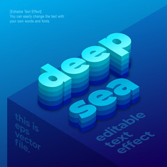 Isometric 3D Blue Deep Sea Text Effect.