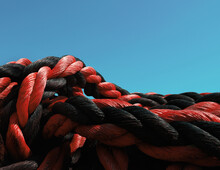 Close Up Of Coiled Mooring Rope