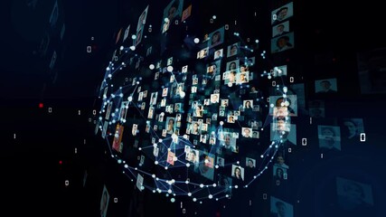 Aufkleber - Multinational people and global communication network concept. Social media.