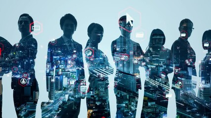 Aufkleber - Silhouette of multinational people and modern society concept. Human resources. Digital transformation.