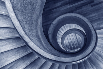 Poster - Interior of modern spiral staircase. Contemporary architecture abstract background