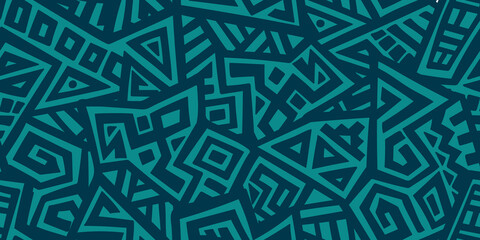 Canvas Print - Unique Geometric Vector Seamless Pattern made in ethnic style. Aztec textile print. African traditional design. Creative boho pattern. Perfect for site backgrounds, wrapping paper and fabric design.