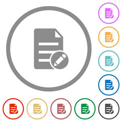 Canvas Print - Edit document solid flat icons with outlines