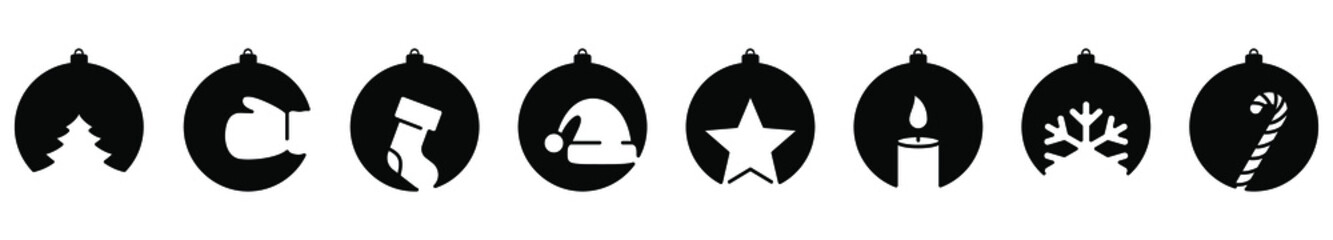 Wall Mural - christmas ball icon. set of abstract christmas balls. vector illustration. black christmas ball sign