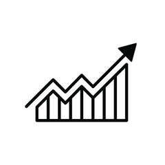 Sticker - Graph bar icon. Abstract financial chart with uptrend line graph. Linear graph icon. Vector illustration.