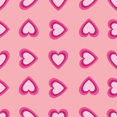 Wall Mural - Hearts Valentine's day holiday vector repeat pattern design,pink background