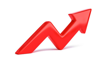 Wall Mural - red 3d grow arrow up symbol direction design or growth business success chart line icon and abstract