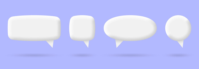 Wall Mural - 3d speech bubble set for chart, talk, text message. modern balloon shape text blank or dialog banner