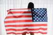 © u photostock - portrait sexy asia woman with USA flag