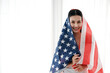 © u photostock - portrait sexy asia woman with USA flag