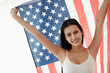 © u photostock - portrait sexy asia woman with USA flag