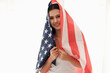 © u photostock - portrait sexy asia woman with USA flag