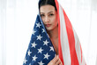 © u photostock - portrait sexy asia woman with USA flag