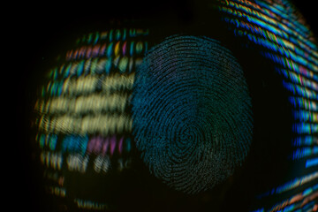 Aufkleber - Nice fingerprint on the crumpled background of the code..Abstract computer script code. Software developer code.
