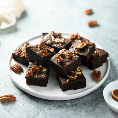 Homemade brownie with pecan nuts