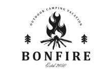 Bonfire Camp Fire Flame Vintage Retro Logo Design