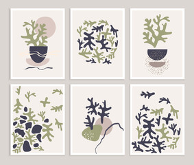 Wall Mural - abstract trendy doodle in organic freehand matisse art style. various shapes and objects. contempora