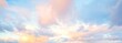 canvas print picture - Clear blue sky with glowing pink and golden clouds after the storm. Dramatic sunset cloudscape. Concept art, meteorology, heaven, hope, peace. Graphic resources, picturesque panoramic scenery