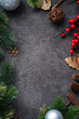 © RomixImage - Christmas background design concept with fir tree branch border frame.