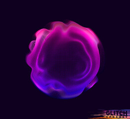 Wall Mural - abstract vector colorful mesh on dark background. futuristic style card. corrupted point sphere