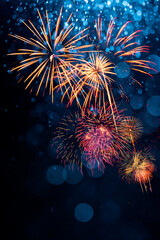 fireworks with abstract bokeh background