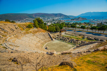 Poster - BODRUM, TURKEY: Panoramic view of the city from the amphitheater on a sunny day.