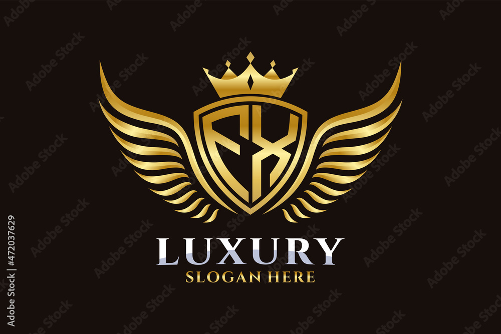Luxury royal wing Letter FX crest Gold color Logo vector, Victory logo ...