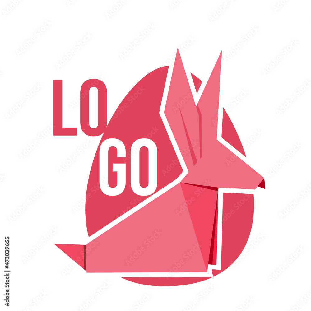 Paper Rabbit Logo paper rabbit origami logo egg background can be used for logos, icons ...