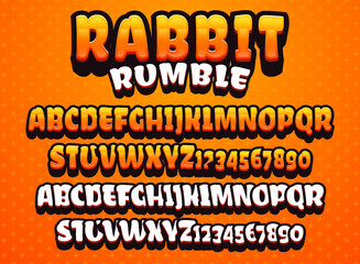 Sticker - funny cute rabbit rumble 3d cartoon game logo title text effect