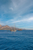 Fototapeta  - a boat on the horizon of the Mediterranean sea