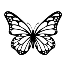 Butterfly Silhouette Icon. Clipart Image Isolated On White Background