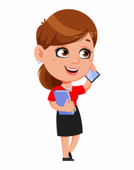 Sticker - Cheerful businesswoman cartoon character