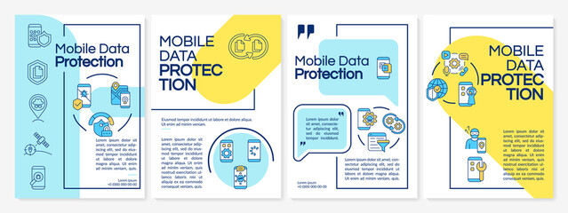 Mobile devices digital safety tips brochure template. Flyer, booklet, leaflet print, cover design with linear icons. Vector layouts for presentation, annual reports, advertisement pages