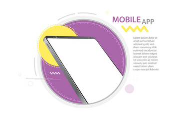 Wall Mural - tablet computer vector mockup and mobile app presentation template with abstract geometric backgroun