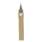 Fototapeta Big Ben - Vector color hand drawn illustration with Big Ben. London, England.  Great Bell of the striking clock. Clock tower. Isolated on white background