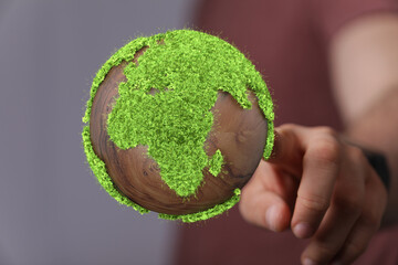 Wall Mural - Green 3D Planet Concept, recycle sign