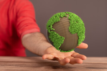 ecology concept of green earth globe made of leaves