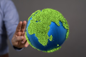 ecology concept of green earth globe made of leaves