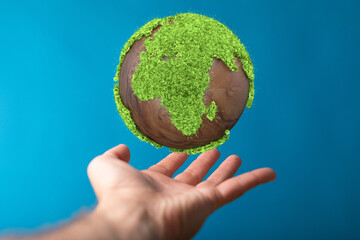 green 3d planet concept, recycle sign