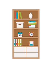 Canvas Print - Bookcase. Flat style vector design template.