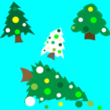  New Year Trees 202 Cheerful Beautiful Green White Color Light Green Holiday