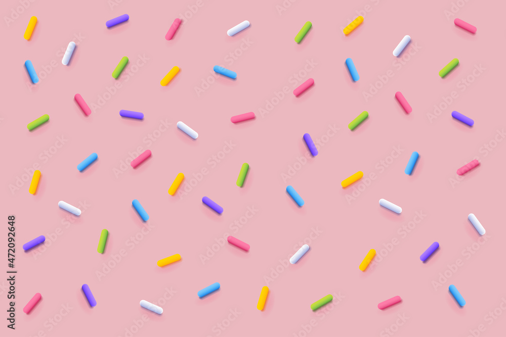 Seamless pattern of pink donut glaze with many decorative sprinkles ...