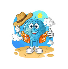 Poster - yarn ball go on vacation. cartoon mascot vector