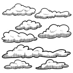 Canvas Print - Doodle set of Hand Drawn Clouds isolated for concept design . vector illustration.