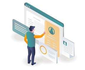 Aufkleber - Man touching a high-tech screen