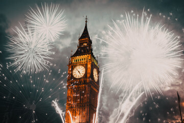 Sticker -  fireworks display around Big Ben